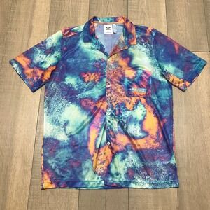 Adidas Shirt Mens Size M Button Up Originals AOP Allover Print Tie-Dye Mesh